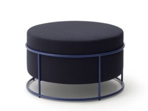 Modern Round Fabric Pouf with Metal Frame - Image 2